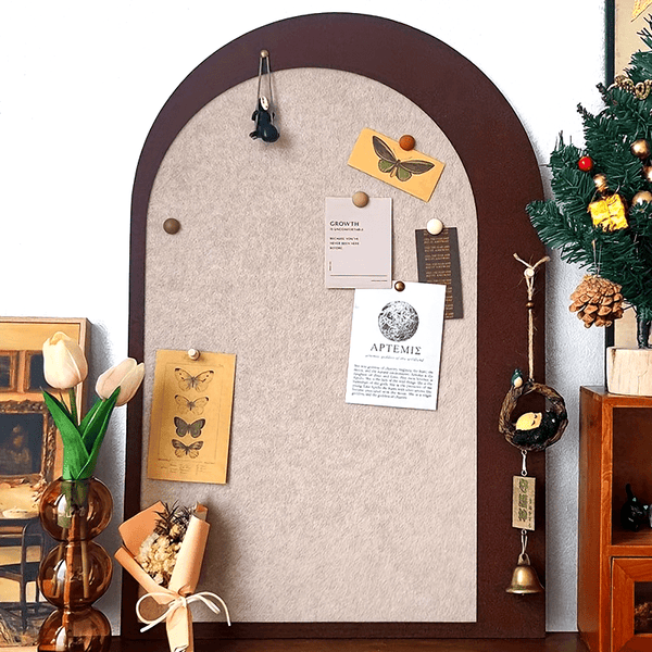 JIUSHI Technologyshop | Arched Fabric Corkboard, Self-Adhesive Photo Wall Notice Board For Bedroom Entryway, Classic Style Message Board, Office Bulletin Board With Push Pins