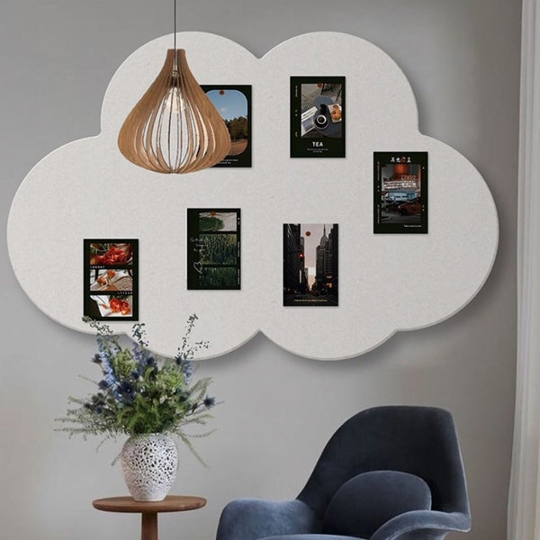 JIUSHI Technologyshop | Self-Adhesive Non-Punching Felt Photo Wall Background, Polyester Fiber Message and Bulletin Display, Cloud-Shaped Wall Decor for Photos and Notes