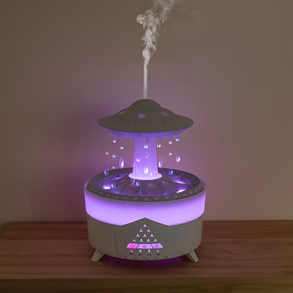 JIUSHI technology shop | 1pc Raindrop Aromatherapy Machine, Essential Oil Diffuser With LED Lights, Dense Fog Humidification, Relaxing Home & Office Decor, Watch Decompression