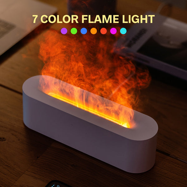 JIUSHI technology shop | 150ml 7-color LED Emotional Simulation Flame Lamp Humidifier - Aromatherapy Diffuser with Timer. Auto Shut-off. Ultra-quiet Operation for Bedroom, Office, Living Room - White, Plastic, Cold Mist Evaporator