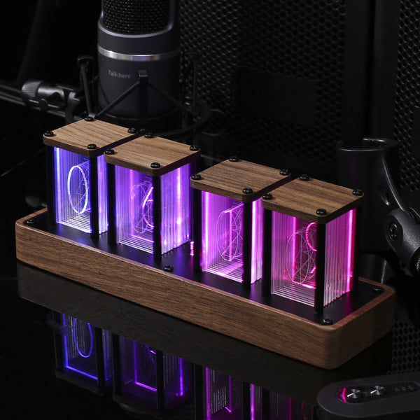 JIUSHI technology shop | ClocTeck Nixie Tube Clock Walnut Digital Desk Clock, Support Wi-Fi Time Calibration, Alarm And 12\u002F24h Display, No Assemble Required - A Retro Gift For Friends (Walnut Wood)