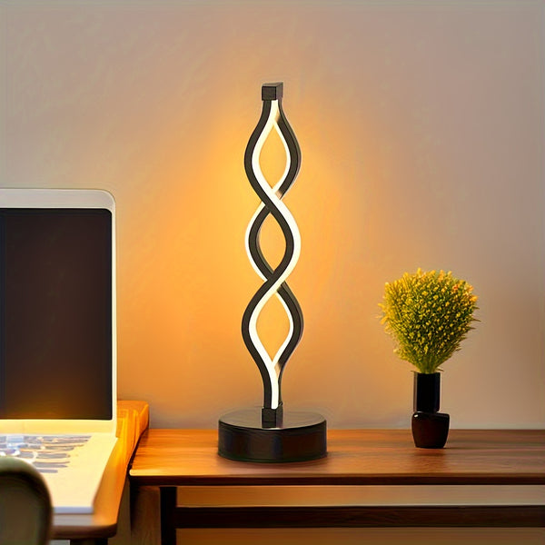 JIUSHI technology shop | 1pc Durable LED Spiral Table Lamp for Bedroom, KTV, and Cafe Decoration - Superb Night Light with Charging Capability