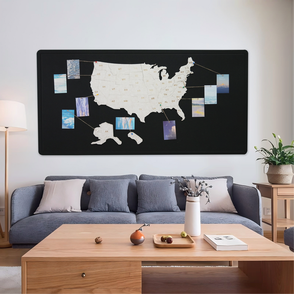 JIUSHI technology shop |Felt map travel photo wall. Marked felt wall sticker for living room decoration. No holes needed. For footprint check-in.