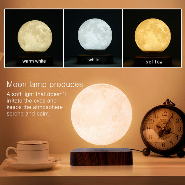 JIUSHI technology shop | 3 colors Levitating Moon Lamp - Magnetic Floating Night Light for Office, Bedroom, and Home Decorations 、