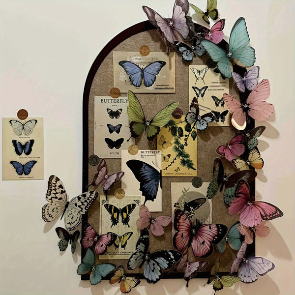 JIUSHI Technologyshop |  Boho Butterfly Wall Decals with Cork Bulletin Board - DIY 3D Felt Stickers for Living Room & Bedroom Decor