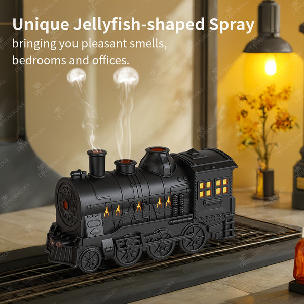 JIUSHI technology shop | Train-shaped humidifier. 300ml large room essential oil diffuser. Aroma diffuser. Cold mist humidifier with 2 lamps and 2 mist modes. Auto shut-off for home, office and hotel.