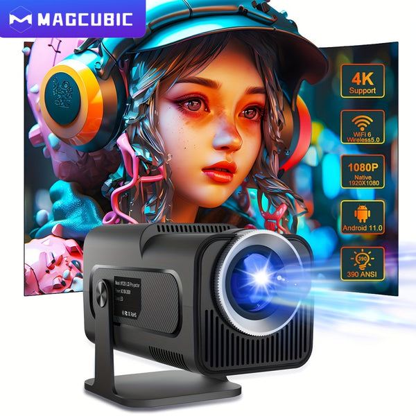 JIUSHI technology shop | Magcubic 4K Native 1080P Android 11 Projector US plug 390ANSI HY320 Dual Wifi6 BT5.0 Cinema Outdoor Portable Projetor Upgrated HY300